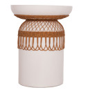 ΒΟΗΘΗΤΙΚΟ ΤΡΑΠΕΖΙ PRILEP HM18159.02 FIBER CEMENT ΛΕΥΚΟ & RATTAN--Φ60x76,5Υεκ