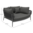 DAYBED 2ΘΕΣΙΟ ΣΕΙΡΑ CAMELLIA HM6217.01 ΣΚΟΥΡΟ ΓΚΡΙ ΑΛΟΥΜΙΝΙΟ-P.E.ΣΧΟΙΝΙ-OLEFIN 164x144x70Υεκ.