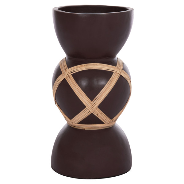 ΔΙΑΚΟΣΜΗΤΙΚΟ ΒΑΖΟ ΔΑΠΕΔΟΥ MAYNARD HM4672.07L TERRACOTTA ΣΟΚΟΛΑΤΙ-RATTAN Φ32x62.5Υεκ