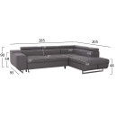 ΓΩΝΙΑΚΟΣ ΚΑΝΑΠΕΣ-ΚΡΕΒΑΤΙ ΜΕ ΑΠΟΘ.ΧΩΡΟ ENCORE HM3301.01R ΓΚΡΙ ΥΦΑΣΜΑ 285x205x90Υεκ.