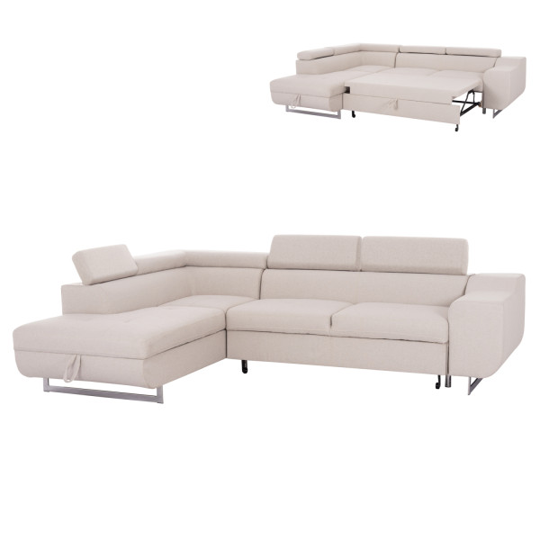 ΓΩΝΙΑΚΟΣ ΚΑΝΑΠΕΣ-ΚΡΕΒΑΤΙ ΜΕ ΑΠΟΘ.ΧΩΡΟ ENCORE HM3301.03L ΜΠΕΖ ΥΦΑΣΜΑ 285x205x90Υεκ.