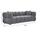 ΚΑΝΑΠΕΣ 3-ΘΕΣΙΟΣ NORIKA HM3331.01 ΓΚΡΙ ΥΦΑΣΜΑ 228x91x72Υεκ.