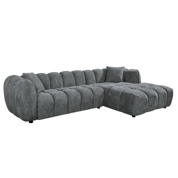 ΚΑΝΑΠΕΣ ΓΩΝΙΑ (ΔΕΞΙΑ) LYKKE HM3326.01R ΓΚΡΙ ΥΦΑΣΜΑ 280x89-165(η γωνία)x70Υεκ