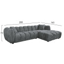 ΚΑΝΑΠΕΣ ΓΩΝΙΑ (ΔΕΞΙΑ) LYKKE HM3326.01R ΓΚΡΙ ΥΦΑΣΜΑ 280x89-165(η γωνία)x70Υεκ