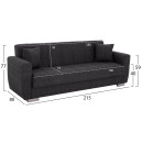 ΚΑΝΑΠΕΣ ΚΡΕΒΑΤΙ POLYA ΤΡΙΘΕΣΙΟΣ HM3240.03 ΓΚΡΙ 215x85x76Υ εκ.