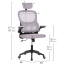 ΚΑΡΕΚΛΑ ΓΡΑΦΕΙΟΥ BASTON HM18236.02 ΓΚΡΙ MESH & ΜΑΥΡΟ PP ΣΚΕΛΕΤΟΣ 64x60x127Υεκ.