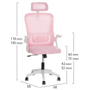 ΚΑΡΕΚΛΑ ΓΡΑΦΕΙΟΥ BLAZER HM1205.04 ΡΟΖ MESH-ΛΕΥΚΟΣ ΣΚΕΛΕΤΟΣ 60x58x110-130Υεκ.