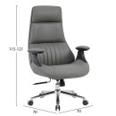 ΚΑΡΕΚΛΑ ΓΡΑΦΕΙΟΥ HM1234.10 ΓΚΡΙ PU--ΒΑΣΗ ΧΡΩΜΙΟΥ 73x70x115-121Υεκ.