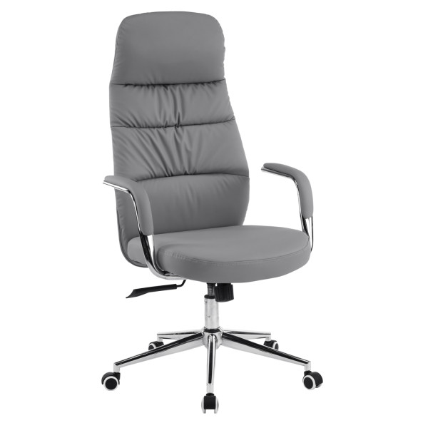 ΚΑΡΕΚΛΑ ΓΡΑΦΕΙΟΥ TEETER HM18355.10 ΓΚΡΙ PU ΔΕΡΜΑ--ΒΑΣΗ ΧΡΩΜΙΟΥ 67x66x121Υεκ