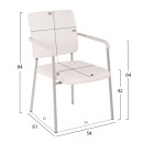 ΚΑΡΕΚΛΑ QUESTA ΜΕ ΜΠΡΑΤΣΑ HM1070.02 ΛΕΥΚΗ 56,5x59x85 cm 4τμχ