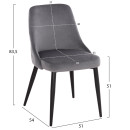 ΚΑΡΕΚΛΑ SERENITY HM8527.11 ΒΕΛΟΥΔΟ ΓΚΡΙ ΜΕ ΜΑΥΡΑ ΜΕΤΑΛΛΙΚΑ ΠΟΔΙΑ 51x54x83,5Υεκ. 2τμχ