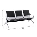 ΚΑΘΙΣΜΑ ΑΝΑΜΟΝΗΣ Τ.ΑΕΡΟΔΡΟΜΙΟΥ 3ΘΕΣΙΟ AVIATOR HM18400 ΜΕΤΑΛΛΟ ΜΕ PU ΜΑΥΡΟ 171x64x77Υ