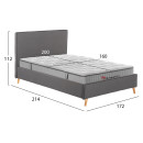 ΚΡΕΒΑΤΙ ΔΙΠΛΟ ΜΕ ΣΤΡΩΜΑ INDRA HM10769.01 ΓΚΡΙ ΥΦΑΣΜΑ--ΓΙΑ ΣΤΡΩΜΑ 160x200εκ