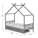ΚΡΕΒΑΤΙ ΠΑΙΔΙΚΟ ΜΕ ΣΤΡΩΜΑ KLARICE HM21305.02 ΞΥΛΟ ΠΕΥΚΟΥ ΣΕ ΓΚΡΙ--ΣΤΡΩΜΑ 90x190εκ