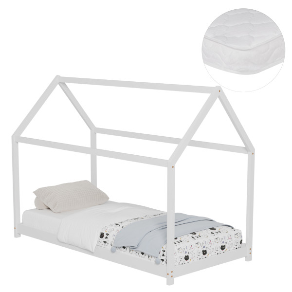 ΚΡΕΒΑΤΙ ΠΑΙΔΙΚΟ ΜΕ ΣΤΡΩΜΑ PEPE HM21302.01 ΞΥΛΟ ΠΕΥΚΟΥ ΣΕ ΛΕΥΚΟ--ΣΤΡΩΜΑ 90x190εκ