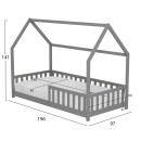 ΚΡΕΒΑΤΙ ΠΑΙΔΙΚΟ ΜΕ ΣΤΡΩΜΑ PHYLLIS HM21304.02 ΞΥΛΟ ΠΕΥΚΟΥ ΣΕ ΓΚΡΙ--ΣΤΡΩΜΑ 90x190εκ
