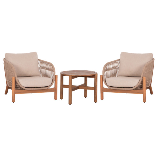 LOUNGE ΣΕΤ SANJI HM21214 ΤΡΑΠΕΖΙ & 2 ΠΟΛΥΘΡΟΝΕΣ--ΞΥΛΟ ΑΚΑΚΙΑΣ-ΑΛΟΥΜΙΝΙΟ-ΣΧΟΙΝΙ