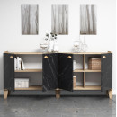 ΜΠΟΥΦΕΣ ΜΕΛΑΜΙΝΗΣ HM9045.01 NATURAL WOOD - ΜΑΥΡΟ ΜΑΡΜΑΡΟ 180x41x77,8Y εκ.