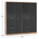 ΝΤΟΥΛΑΠΑ 6ΦΥΛΛΗ CAESAR HM21236.01 ΜΕΛΑΜΙΝΗ SONAMA & ΣΚΟΥΡΟ ΓΚΡΙ 180x42,5Χ181Υεκ.