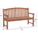 ΠΑΓΚΑΚΙ ΚΗΠΟΥ 3ΘΕΣΙΟ ELENA HM18125 ΞΥΛΟ TEAK--ΦΥΣΙΚΟ 150x61x95Υεκ.