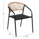 ΠΟΛΥΘΡΟΝΑ HOMAN HM6430.03 ΜΑΥΡΟ ΜΕΤΑΛΛΟ & TEXTILENE--ΜΠΕΖ P.E.RATTAN 53x58x75Υεκ