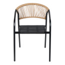 ΠΟΛΥΘΡΟΝΑ HOMAN HM6430.03 ΜΑΥΡΟ ΜΕΤΑΛΛΟ & TEXTILENE--ΜΠΕΖ P.E.RATTAN 53x58x75Υεκ