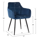 ΠΟΛΥΘΡΟΝΑ LATRELL HM8582.08 ΜΠΛΕ ΒΕΛΟΥΔΟ & ΜΑΥΡΑ ΜΕΤΑΛΛΙΚΑ ΠΟΔΙΑ 57x56x84Yεκ. 2τμχ
