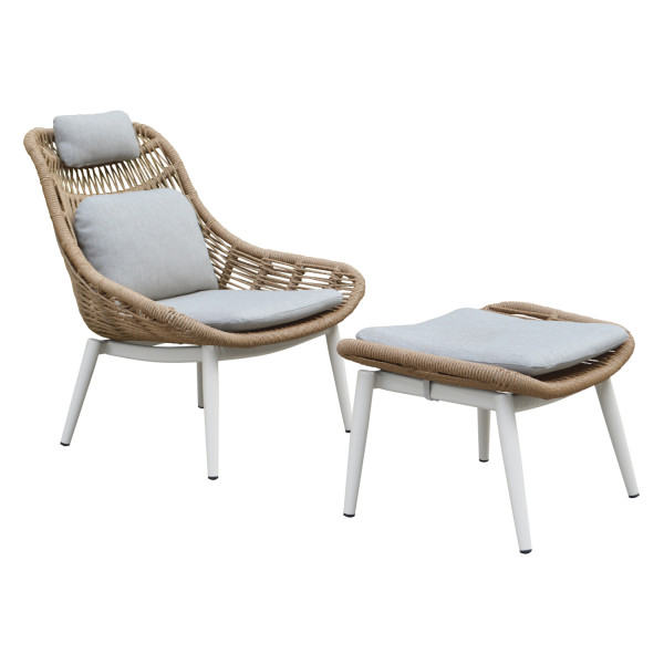 ΠΟΛΥΘΡΟΝΑ LOUNGE ΜΕ ΥΠΟΠΟΔΙΟ REMVAZZO HM6561.02 ΑΛΟΥΜΙΝΙΟ ΜΠΕΖ--WICKER 90x85x96Υεκ