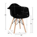 ΠΟΛΥΘΡΟΝΑ ΒΕΛΟΥΔΟ ΜΑΥΡΟ MIRTO HM8720.04 ΜΕ ΞΥΛΙΝΑ ΠΟΔΙΑ 62x62x80Υεκ.