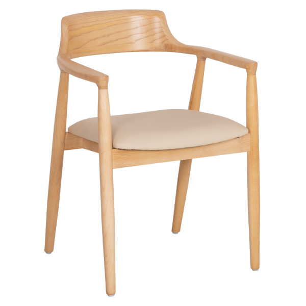 ΠΟΛΥΘΡΟΝΑ ΤΡΑΠΕΖΑΡΙΑΣ TARGA HM18336.11 RUBBERWOOD ΦΥΣΙΚΟ & PU ΕΚΡΟΥ 58x54x78Yεκ 2τμχ