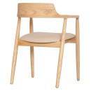 ΠΟΛΥΘΡΟΝΑ ΤΡΑΠΕΖΑΡΙΑΣ TARGA HM18336.11 RUBBERWOOD ΦΥΣΙΚΟ & PU ΕΚΡΟΥ 58x54x78Yεκ 2τμχ
