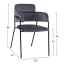 ΠΟΛΥΘΡΟΝΑΚΙ KELSO HM8521.01 ΒΕΛΟΥΔΟ ΣΚΟΥΡΟ ΓΚΡΙ & ΜΑΥΡΟ ΜΕΤΑΛΛΙΚΟ ΣΚΕΛΕΤΟ 52,5x52x80 cm 2τμχ