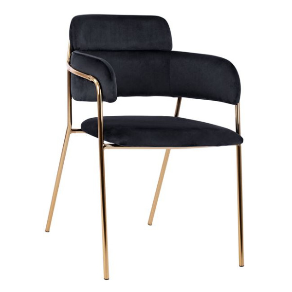 ΠΟΛΥΘΡΟΝΑΚΙ KELSO HM8521.04 ΒΕΛΟΥΔΟ ΜΑΥΡΟ & ΕΠΙΧΡΥΣΟ ΠΟΔΙ 52,5x52x80Υ εκ. 2τμχ