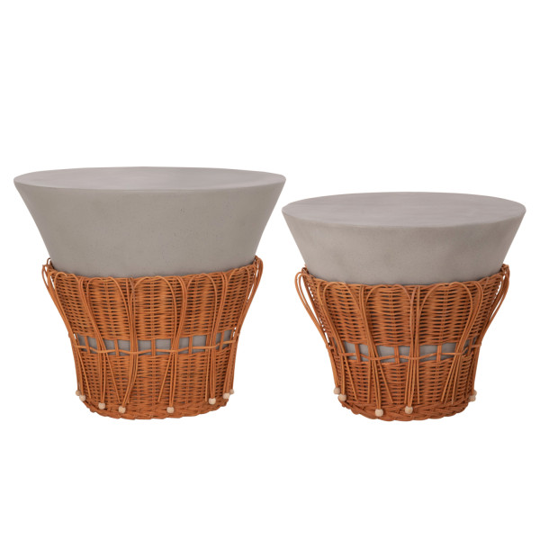 ΣΕΤ 2ΤΜΧ ΒΟΗΘΗΤΙΚΑ ΤΡΑΠΕΖΙΑ PERRAL HM21138.03 FIBER CEMENT ΓΚΡΙ--ΦΥΣΙΚΟ RATTAN