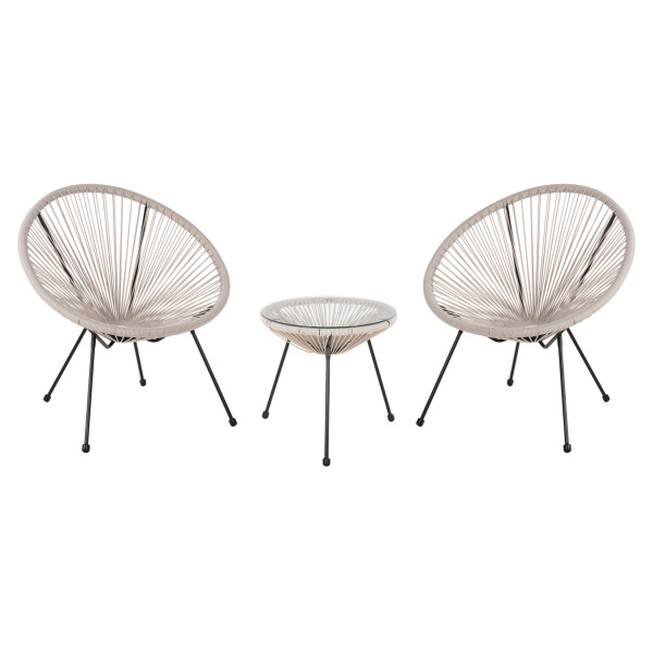 ΣΕΤ ΕΞΩΤΕΡΙΚΟΥ ΧΩΡΟΥ 3ΤΜΧ ACAPULCO HM11861.03 P.E.RATTAN ΕΚΡΟΥ-ΜΕΤΑΛΛΟ ΣΕ ΜΑΥΡΟ