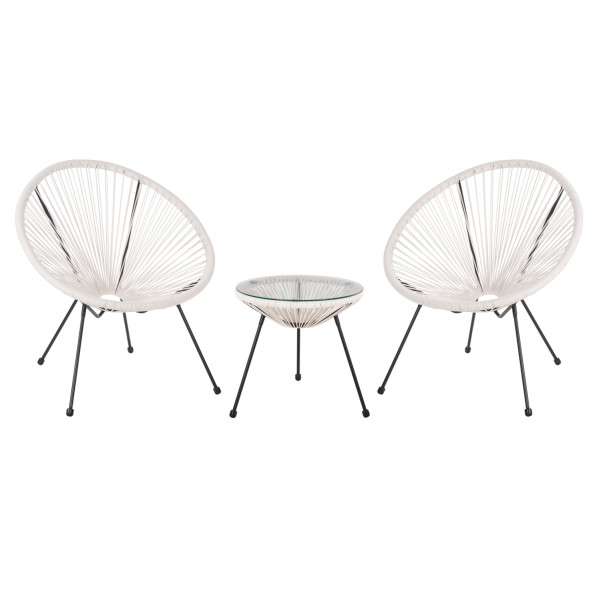 ΣΕΤ ΕΞΩΤΕΡΙΚΟΥ ΧΩΡΟΥ 3ΤΜΧ ACAPULCO HM11861.12 P.E.RATTAN ΛΕΥΚΟ-ΜΕΤΑΛΛΟ ΣΕ ΜΑΥΡΟ