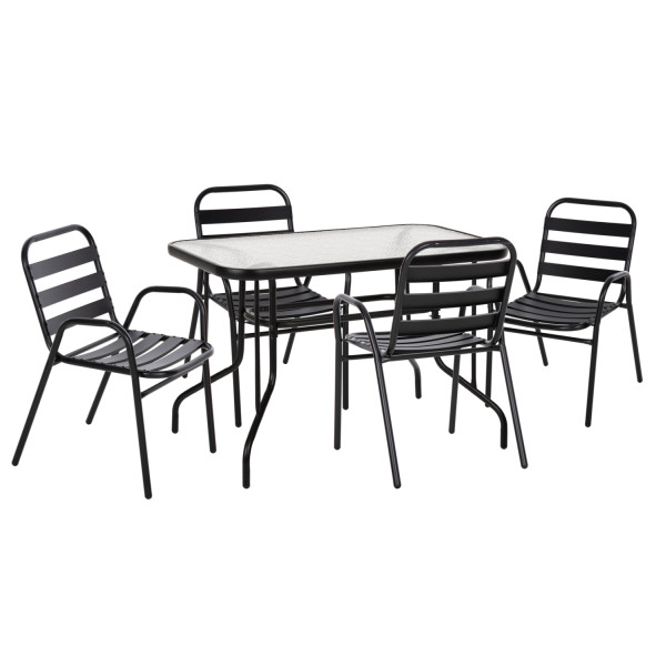 ΣΕΤ ΤΡΑΠΕΖΑΡΙΑΣ 5ΤΜΧ ADAM HM21219.01 ΚΑΡΕΚΛΕΣ ΜΕΤΑΛΛΙΚΕΣ & ΤΡΑΠΕΖΙ 110x60 ΜΑΥΡΟ
