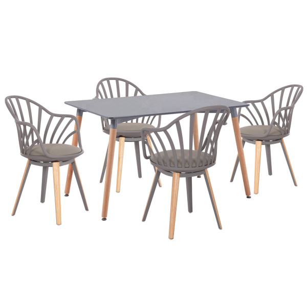 ΣΕΤ ΤΡΑΠΕΖΑΡΙΑΣ 5ΤΜΧ ANAIS HM21176 MDF TOP ΣΕ ΓΚΡΙ--P.P. & PU ΣΕ ΓΚΡΙ