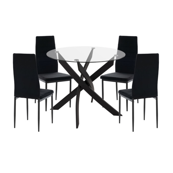 ΣΕΤ ΤΡΑΠΕΖΑΡΙΑΣ 5ΤΜΧ LADY HM21199.04 ΓΥΑΛΙ--ΜΕΤΑΛΛΟ & ΒΕΛΟΥΔΟ ΣΕ ΜΑΥΡΟ