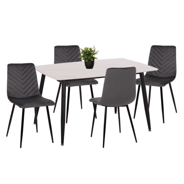 ΣΕΤ ΤΡΑΠΕΖΑΡΙΑΣ 5ΤΜΧ LATRELL HM21192 ΤΡΑΠΕΖΙ ΚΕΡΑΜΙΚΟ TOP-ΒΕΛΟΥΔΟ ΓΚΡΙ ΚΑΡΕΚΛΕΣ