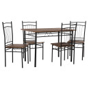 ΣΕΤ ΤΡΑΠΕΖΑΡΙΑΣ 5ΤΜΧ PEARY HM9416.11 ΜΕΤΑΛΛΟ ΜΑΥΡΟ-MDF ΚΑΡΥΔΙ 110x60x74Yεκ.