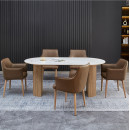 ΣΕΤ ΤΡΑΠΕΖΑΡΙΑΣ 7ΤΜΧ MELLOW HM21361 ΚΕΡΑΜΙΚΟ TOP/MDF ΠΟΔΙΑ--PU ΚΑΦΕ/ΜΕΤΑΛ.ΠΟΔΙΑ