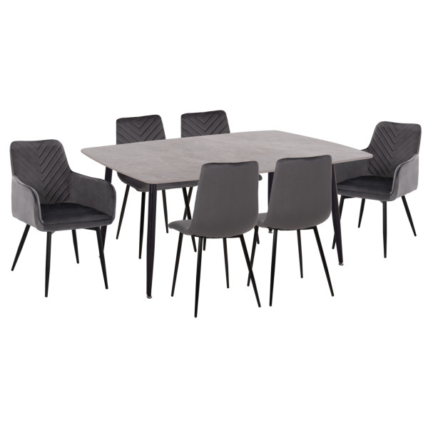 ΣΕΤ ΤΡΑΠΕΖΑΡΙΑΣ 7ΤΜΧ RAVEN HM21070.03 ΚΕΡΑΜΙΚΟ TOP--4 ΚΑΡΕΚΛΕΣ & 2 ΠΟΛΥΘΡΟΝΕΣ ΓΚΡΙ