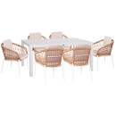 ΣΕΤ ΤΡΑΠΕΖΑΡΙΑΣ ΕΞ.ΧΩΡΟΥ 7ΤΜΧ KRUM HM21149 ΛΕΥΚΟ ΑΛΟΥΜΙΝΙΟ--P.E.RATTAN