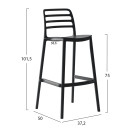 ΣΚΑΜΠΟ BAR ΠΟΛΥΠΡΟΠΥΛΕΝΙΟΥ SNOD HM6099.02 ΜΑΥΡΟ 37,2x50x101,5Υεκ.
