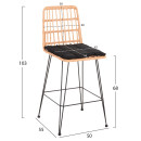 ΣΚΑΜΠΟ ΜΕΣ.ΥΨΟΥΣ ALLEGRA HM5643.11 ΜΕΤΑΛΛΟ&ΜΑΞΙΛΑΡΙ ΜΑΥΡΟ-WICKER ΜΠΕΖ 50x55x103Υεκ.