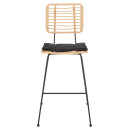 ΣΚΑΜΠΟ ΜΠΑΡ ALLEGRA HM5455.11 ΜΕΤΑΛΛΟ&ΜΑΞΙΛΑΡΙ ΜΑΥΡΟ-WICKER ΜΠΕΖ 56x59x116,5Υεκ.