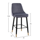 ΣΚΑΜΠΟ ΜΠΑΡ SERENITY HM8519.01 ΑΠΟ ΒΕΛΟΥΔΟ ΓΚΡΙ ΜΕ ΜΕΤΑΛΛΙΚΟ ΣΚΕΛΕΤΟ 51Χ57Χ110Υ εκ. 2τμχ