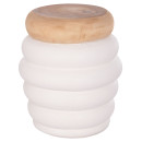 ΣΚΑΜΠΟ PUFFAT HM18172.02 FIBER CEMENT ΛΕΥΚΟ- ΞΥΛΟ TEAK TOP Φ45x46Υεκ.