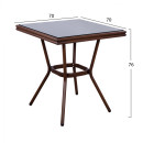 ΤΡΑΠΕΖΙ ΑΛΟΥΜΙΝΙΟΥ HARLOW 70X70X76Υ ΜΕ ΟΨΗ BAMBOO HM5568.03 ΚΑΦΕ ΜΕ ΓΥΑΛΙ
